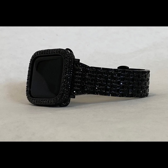 Apple Watch Black Lab Diamonds Bezel Case Band & Cover - Picture 4 of 6